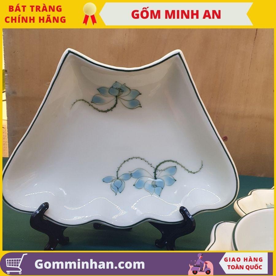 Bộ đồ ăn sứ Bộ Bát đĩa hoa mặt trời 15 món Men Kem Gốm Sứ Bát Tràng-Gốm Minh An-Bộ đồ ăn đẹp