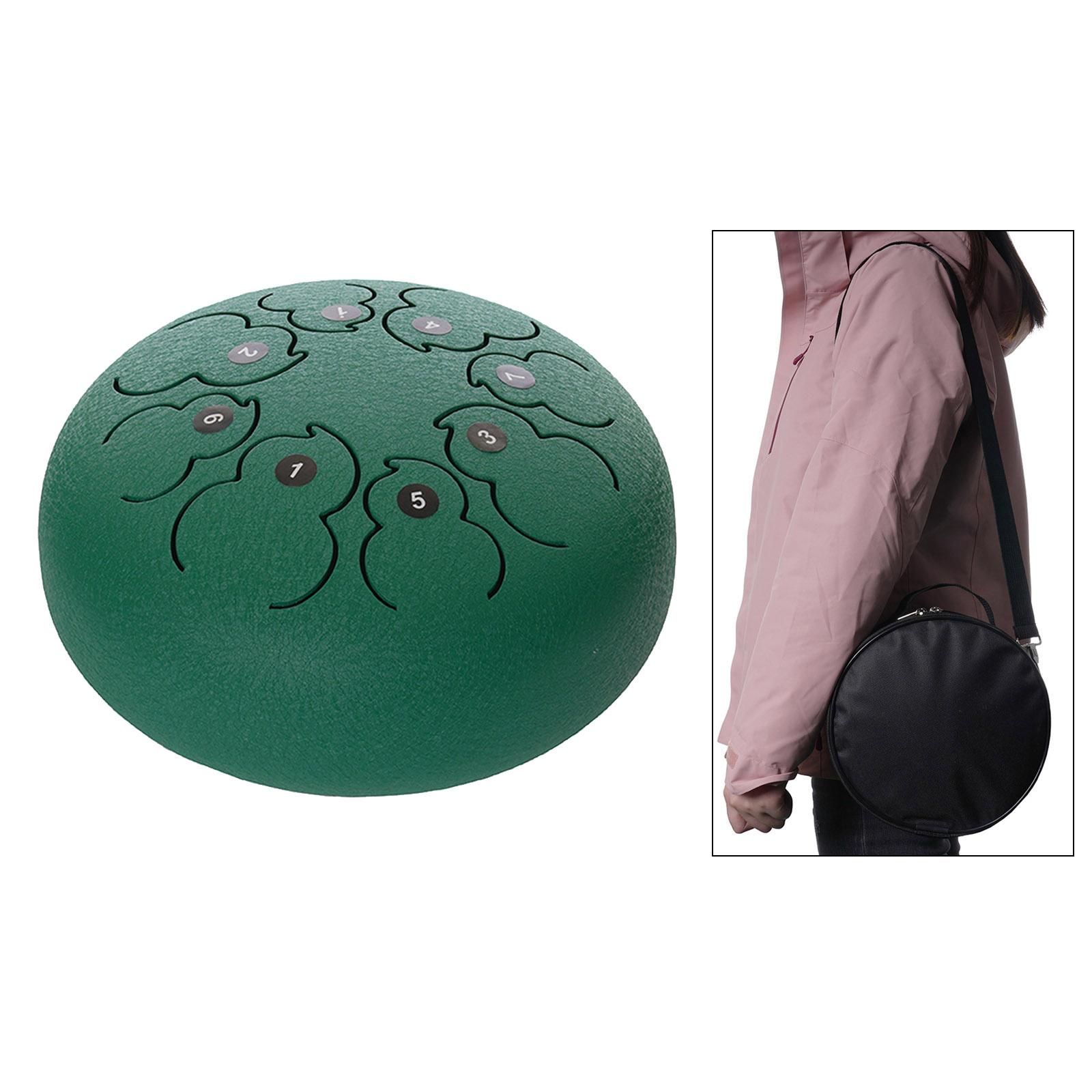8" Steel Tongue Drum Handpan C Key & Carrying Bag Cleaning Cloth Gift Green