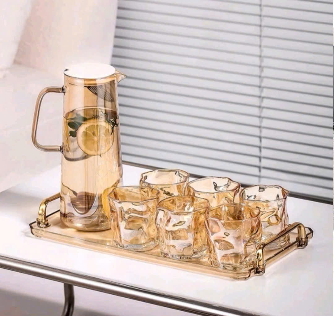 Bộ Cốc Bình Nước Thuỷ Tinh Cao Cấp Chịu Nhiệt Để Bàn Sang Trọng Cho Phòng Khách 1800ML - HÀNG CHÍNH HÃNG MINIIN