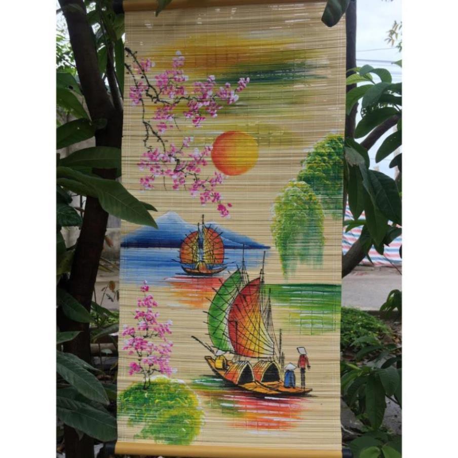 Mành tre (mẹt tre) vẽ tranh phố cổ 30*65cm