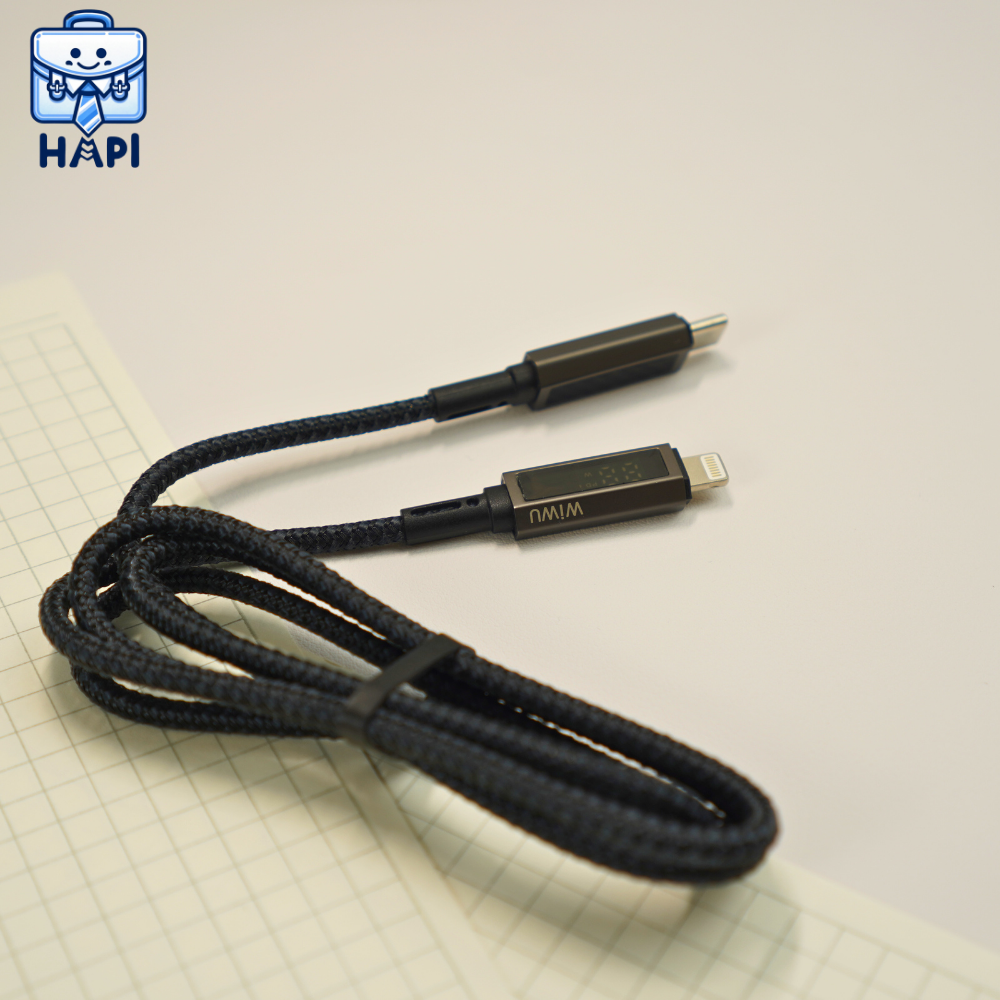Cáp sạc hàng chính hãng WiWU Aramid Fiber Warriors Type-C to L Wi-C080 lớp bảo vệ aramid siêu bền, đầu hợp kim chống gỉ
