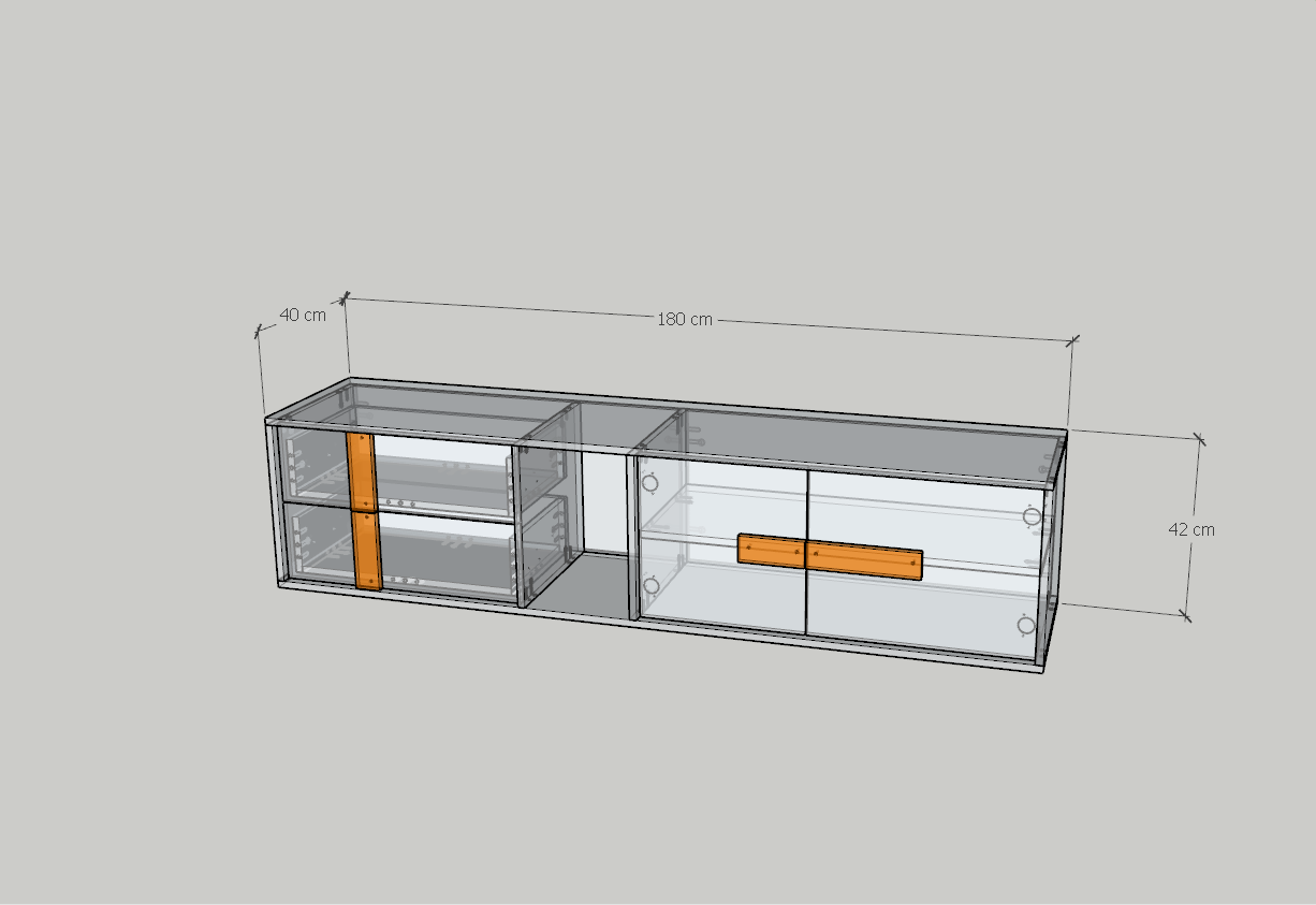 HAPPY FURNITURE , Kệ TV 2 ngăn kéo 2 cửa mở - SPACE, KTV_085 , 180cm x 40cm x 42cm DxRxC