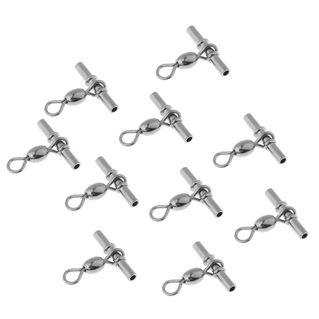 10 Pieces Fishing Cross-line Crane Swivel 3 Way T-shape Fishing Swivel Crimp Swivel