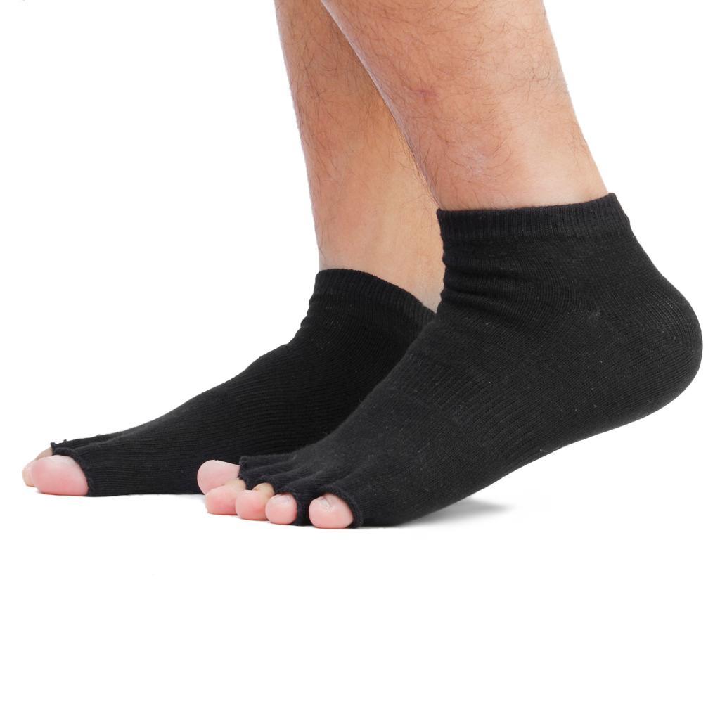 6x1 Pair Unisex Five Fingers Open Toe Socks Breathable Warm Yoga Casual Black