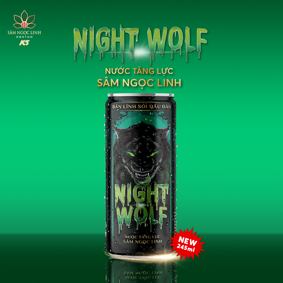 Nước Tăng Lực NightWolf Sâm Ngọc Linh Thùng 24 Lon 245ML/Lon