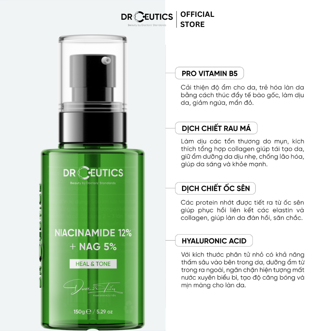 DRCEUTICS Tinh Chất Niacinamide 12% Giảm Thâm Sáng Da Kiềm Dầu - LIMITED VERSION (150g)