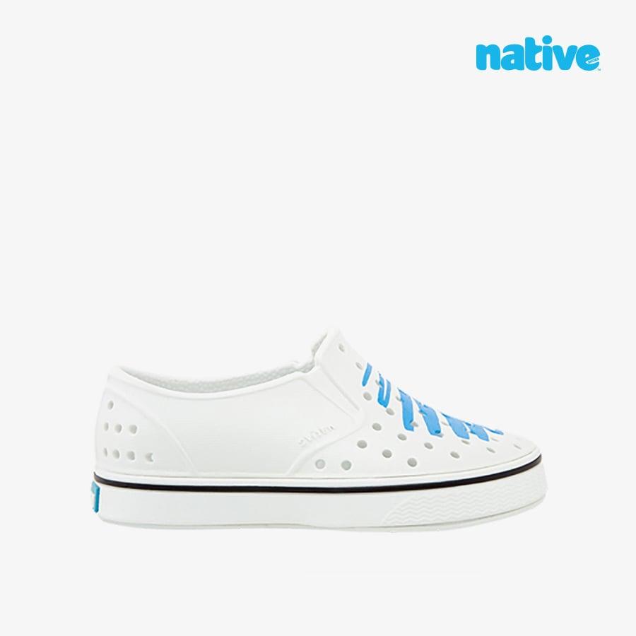 Giày Lười Trẻ Em NATIVE Miles Print Junior - Shell White/ Shell White/ Itty Bitty Blue Scribble - 32.5