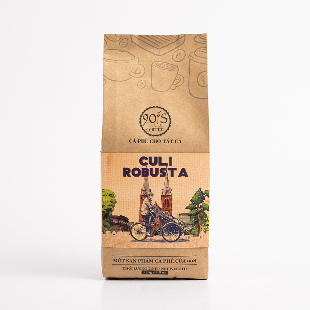 Cà Phê Culi Robusta Rang Xay Nguyên Chất - Dạng Bột - 90S Coffee Vietnam - 100% Cà Phê Sạch Cao Cấp