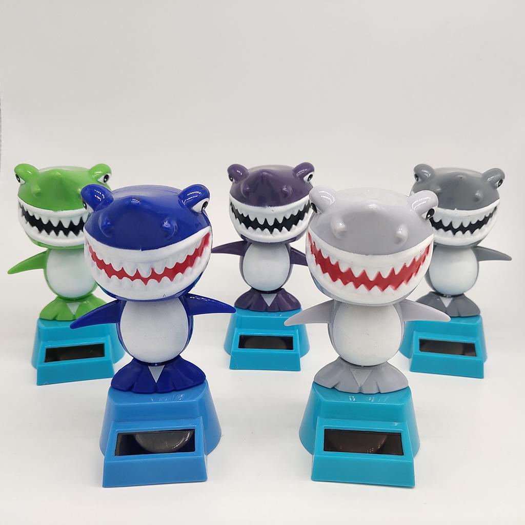 Cartoon Solar Powered Shark Figurine - Nodding Dancing Swing Animal Model Kids Educational Toy Home Desk Decor
