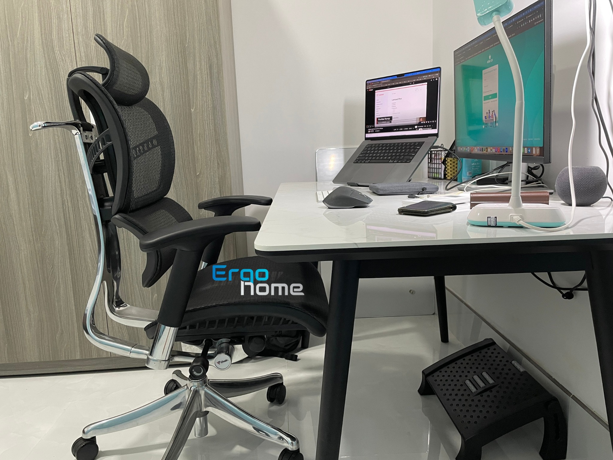 Ghế Văn Phòng Công thái học Ergonomic Vchair Evolution Ergohome, ghế làm việc thiết kế 3 lưng khung siêu chắc, chịu tải 150kg phù hợp cho người vóc dáng to cao, ngả sâu 130 độ, lưới chịu lực tốt - ERGOHOME