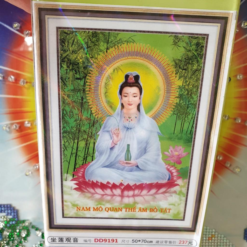 Tranh Đính Đá QUAN ÂM BỒ TÁT . Kích Thước: 70cm x 50cm