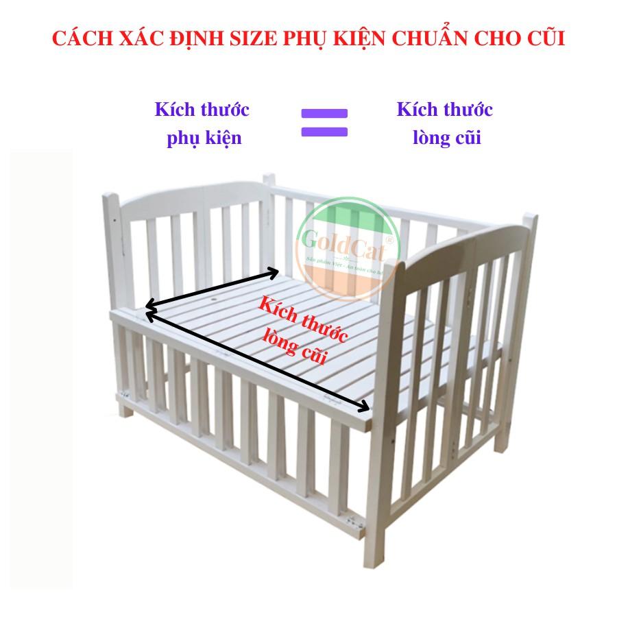 Bộ quây cũi cho bé Goldcat thiết kế 4 tấm thông minh, chất liệu cotton trần bông êm ái, sử dụng cho mọi loại cũi.