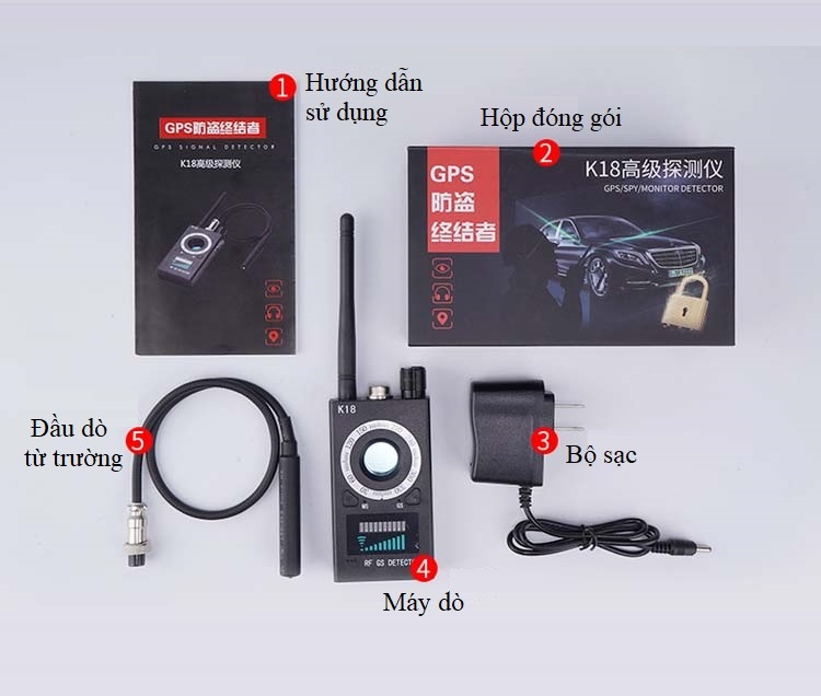 Máy dò định vị điện thoại, camera nhanh chóng, chính xác, cường độ sóng mạnh K18 (Tặng 3 nút kẹp cao su giữ dây điện -màu ngẫu nhiên)