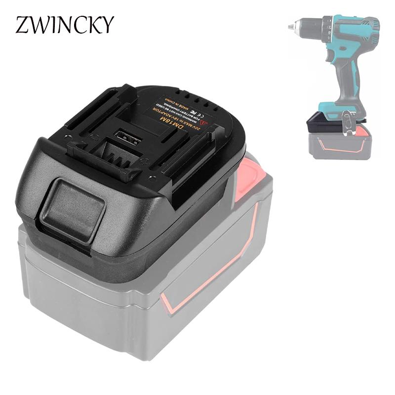 Bộ chuyển đổi bộ điều hợp pin Zwincky cho Milwaukee Dewalt đến Makita 18V BL1830 BL1850 Phụ kiện công cụ điện DM18M