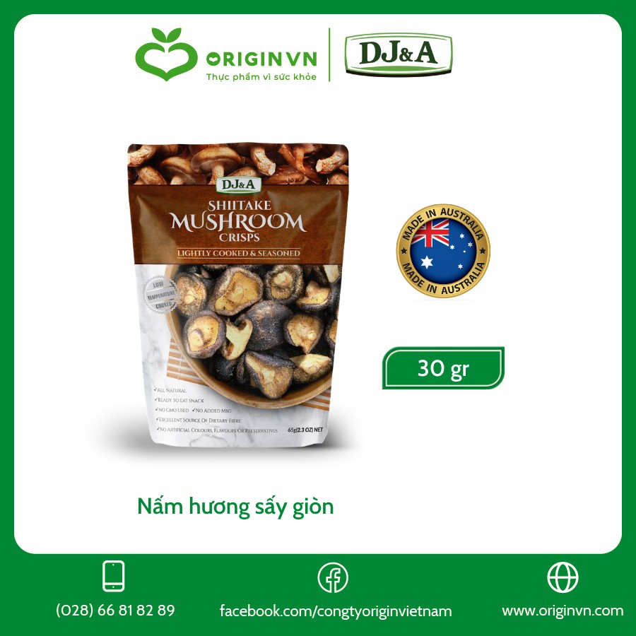 Thùng nấm hương sấy giòn DJ&A 30g