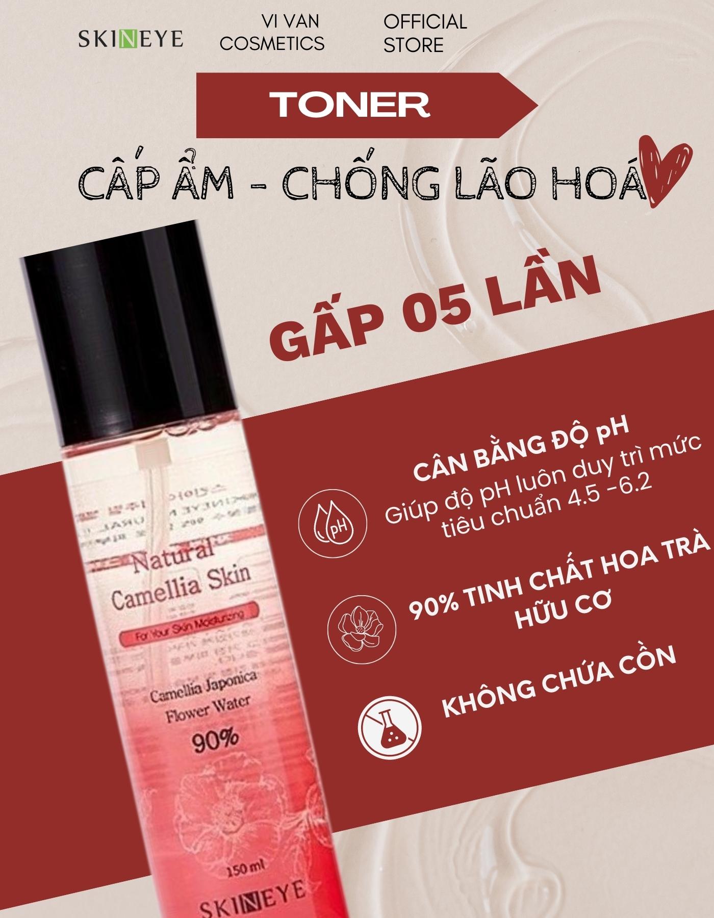 Toner cấp ẩm dưỡng trắng da mặt nước hoa hồng SKINEYE phục hồi chống nếp nhăn lão hóa Vi Vân