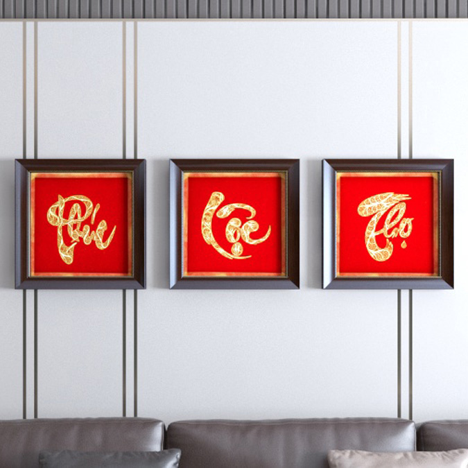Tranh chữ Phúc mạ vàng