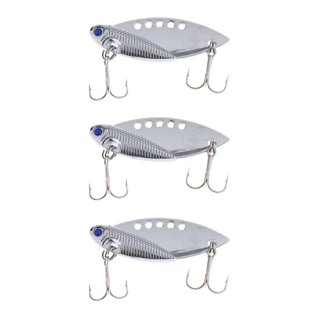 3Pcs Silver Minnow Spoon Hard Bait Metal Fishing Lures Baits with Treble Hooks Suit for Pike, Largemouth Bass, Walleye, Salmon and Trout Fishing