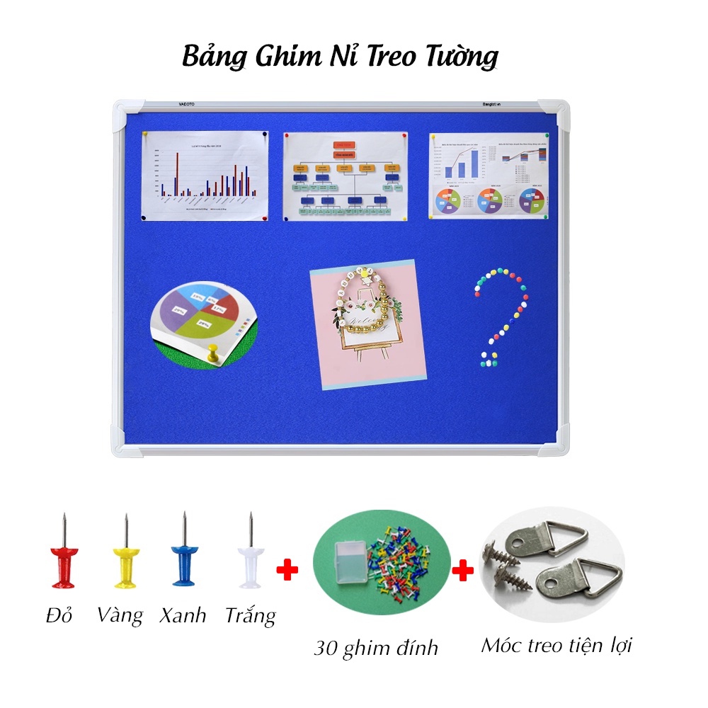 Bảng Ghim Nỉ 4 màu Kích Thước: 60*80cm (Tặng 30 ghim đinh ngũ sắc)  cho mỗi bảng, Bảng ghim tài liệu, ảnh, tranh lưu lại những kỉ niệm đáng nhớ