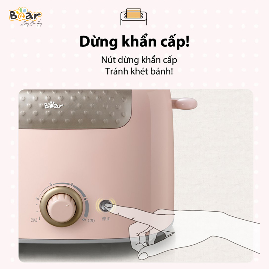 Máy Nướng Bánh Mì Sandwich Bear 6 Mức Điều Chỉnh Tích Hợp Chức Năng Nướng Hẹn Giờ Tự Động DSL-601 - Hàng Nhập Khẩu