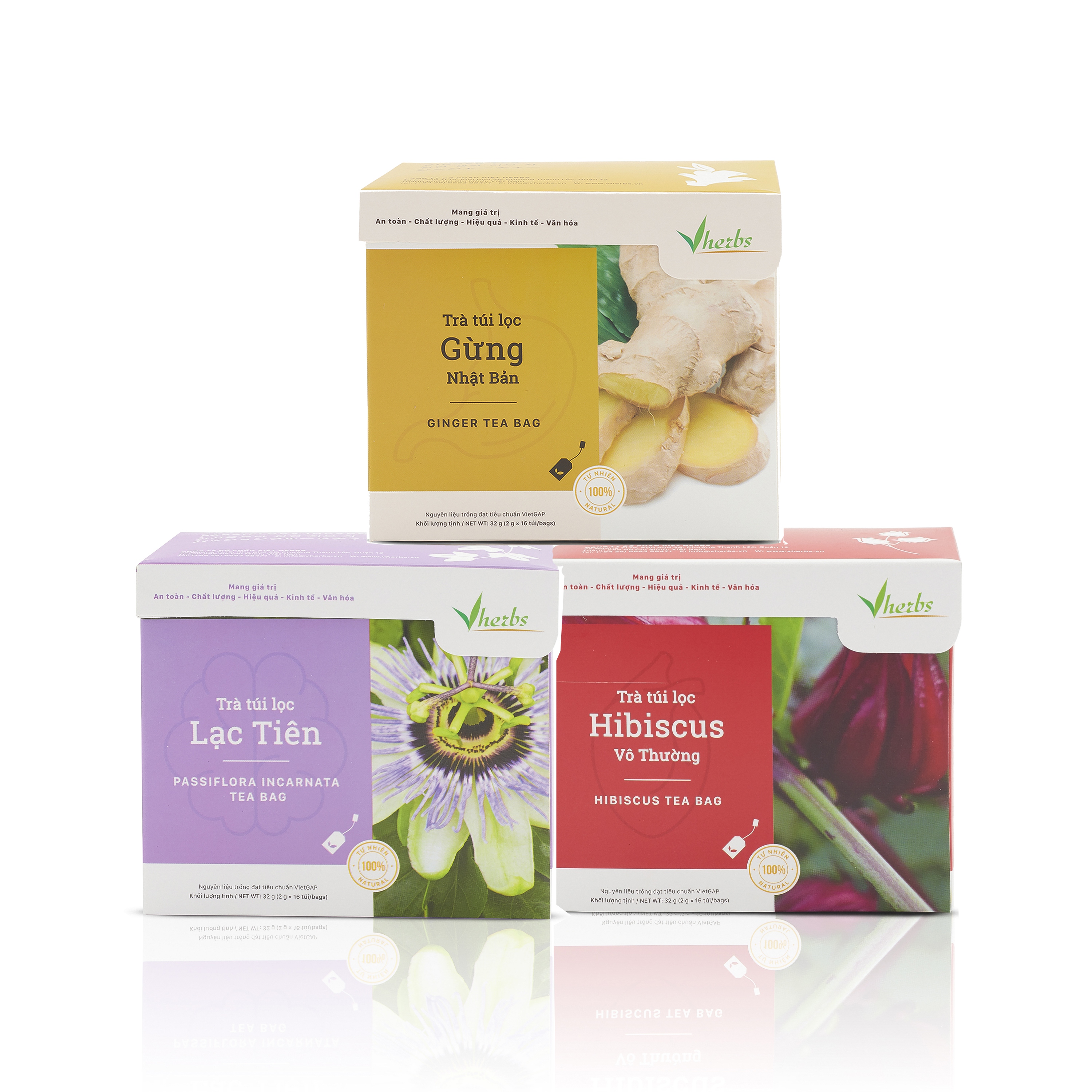 BỘ 3 TRÀ GỪNG NHẬT BẢN, TRÀ LẠC TIÊN, TRÀ HIBISCUS VÔ THƯỜNG