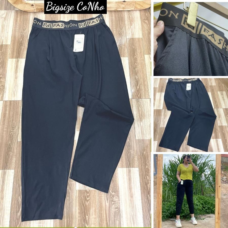 Quần dài Baggy chữ Bigsize nữ, Quần oversize nữ Hàn Quốc chất liệu cotton dẻo BAGGY - SIZE 2 72-80kg