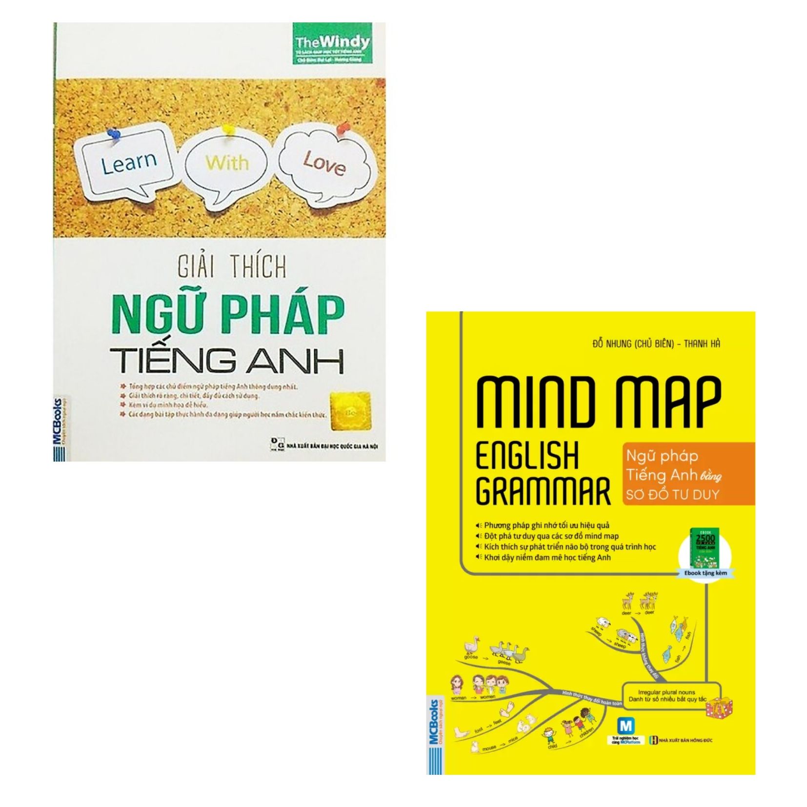 COMBO 2 quyển sách Giải thích ngữ pháp tiếng anh - Mindmap English Grammar Ngữ pháp tiếng Anh bằng sơ đồ tư duy