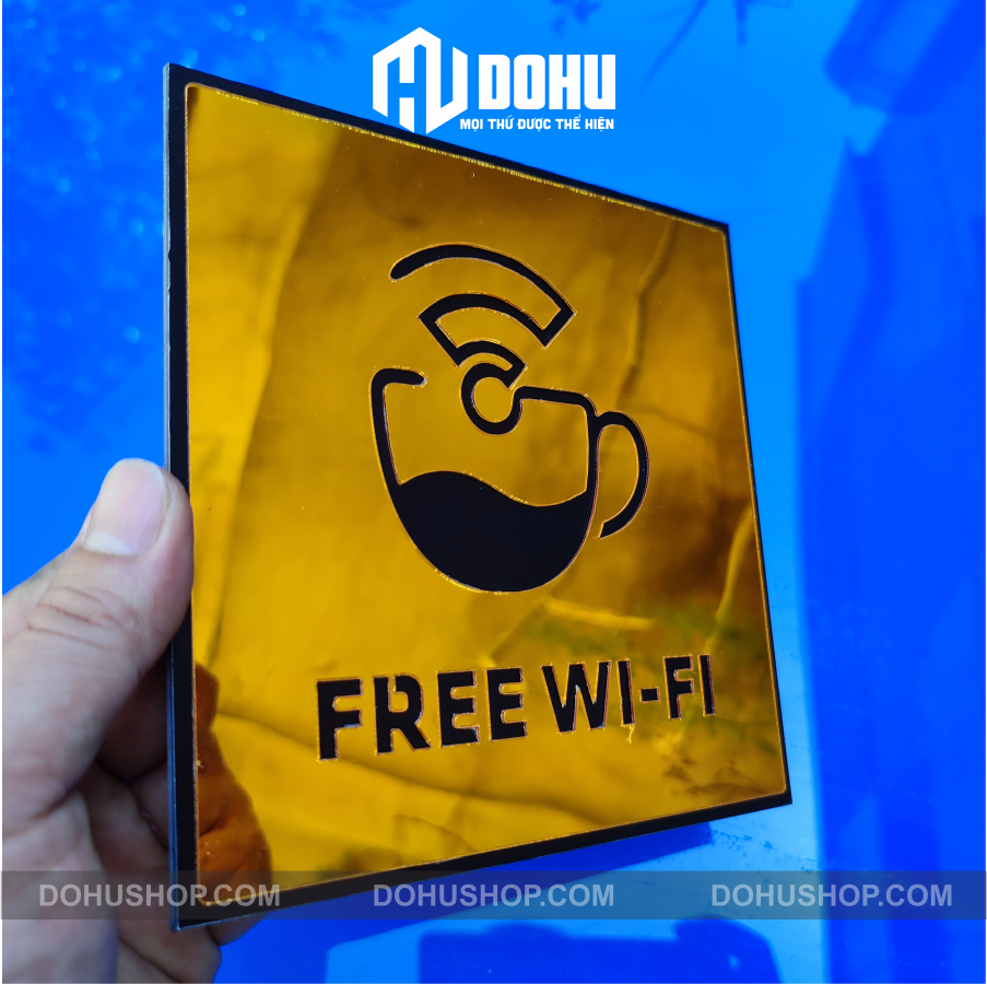 Bảng gương vàng free wifi có sẵn keo dán tường