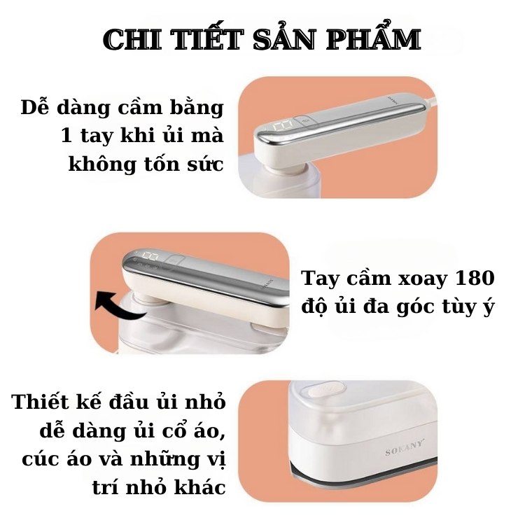 Bàn là hơi nước cầm tay SOKANY SK-11045 công suất lớn 1200W, là siêu phẳng, siêu nhanh, nhỏ gọn tiện lợi cho cả gia đình -HÀNG CHÍNH HÃNG