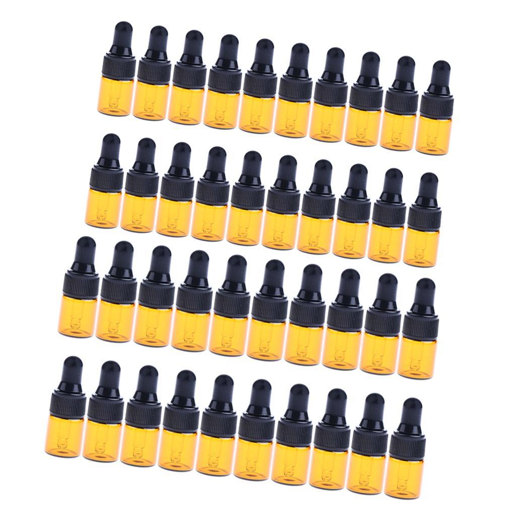 40 Pieces Mini Refillable Glass Dropper Bottle for Essential Oils 1ml 3ml