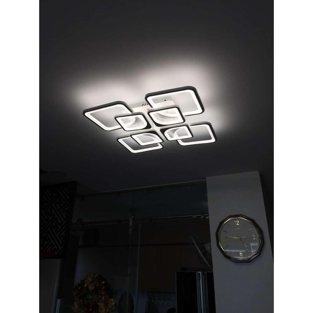 Đèn LED mâm ốp trần hiện đại trang trí phòng khách, phòng ăn- Đèn Led ô vuông 3 chế độ màu, có điều khiển từ xa