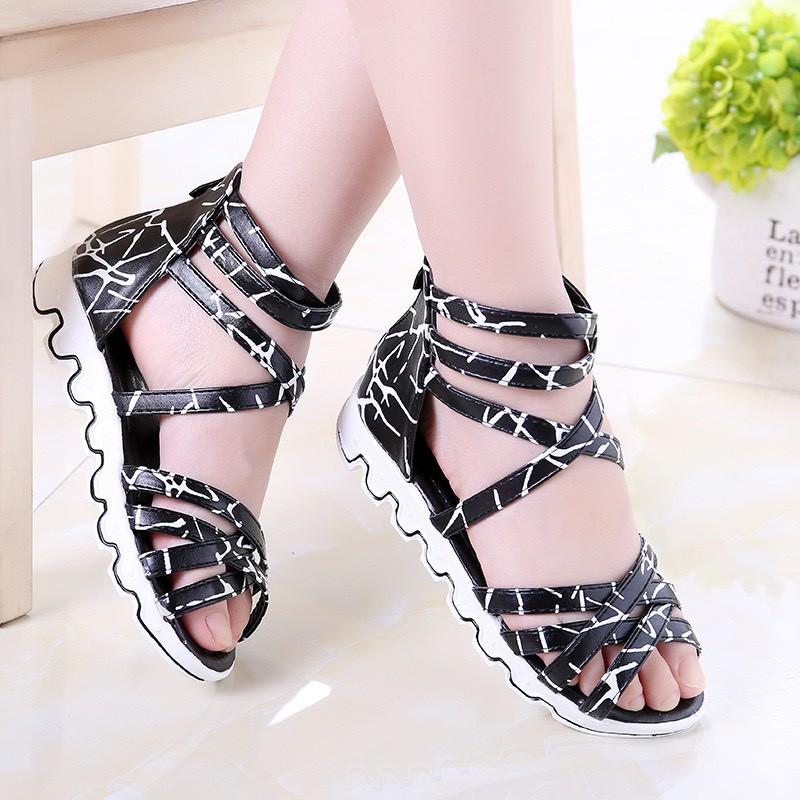 Giày Sandal chiến binh bé gái cao cổ phong cách Hàn Quốc chất da PU siêu mềm êm chân !