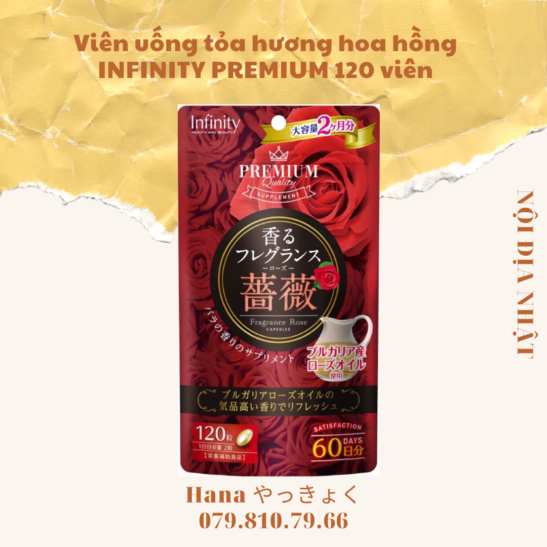 (Nội địa Nhật) Viên uống thơm người hương hoa hồng Infinity Premium 120 viên