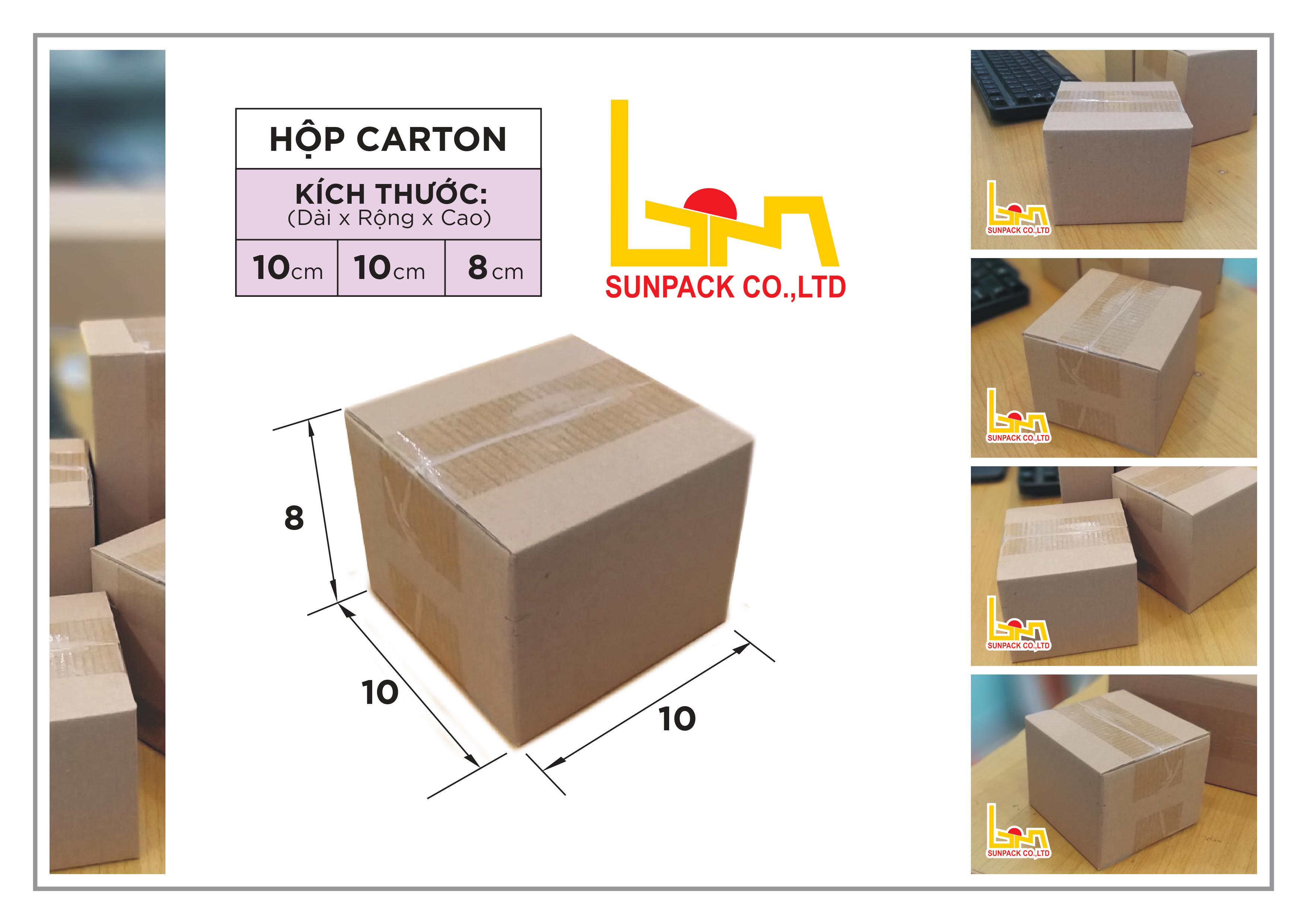 20 Hộp Carton Đóng Hàng 10x10x8 - Giá Nhà Sản Xuất Bao Bì Bình Minh- Hộp Gói Hàng Nhỏ Dầy Chắc