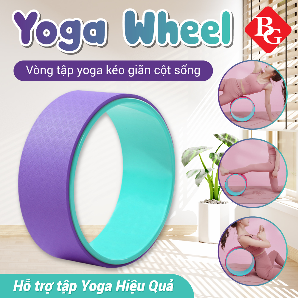 BG Vòng Tập Yoga BLUE PURPLE, Vòng Yoga Pilates Nhựa ABS 31cm Tập Lưng Cao Cấp Chính Hãng Yoga Wheel (hàng nhập khẩu)