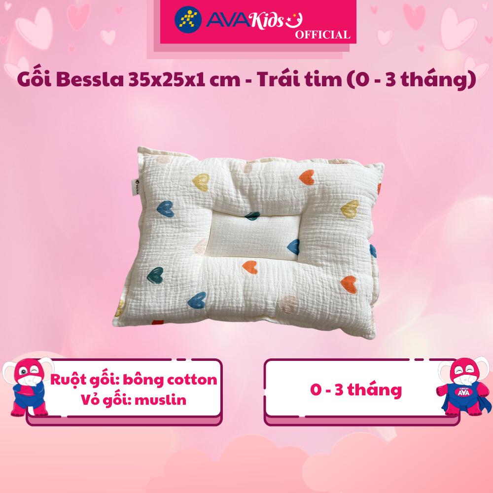 Gối Bessla 35x25x1 cm - Trái tim (0 - 3 tháng) - Hàng Chính Hãng