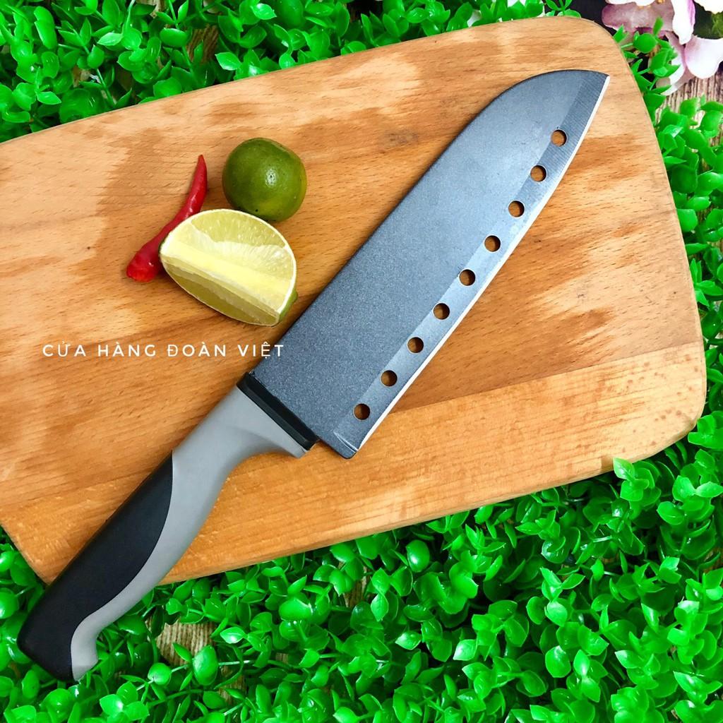 Dao Thái Thịt Đông Lạnh - Dao Đen Nhám có lỗ chống bám dính hiệu quả