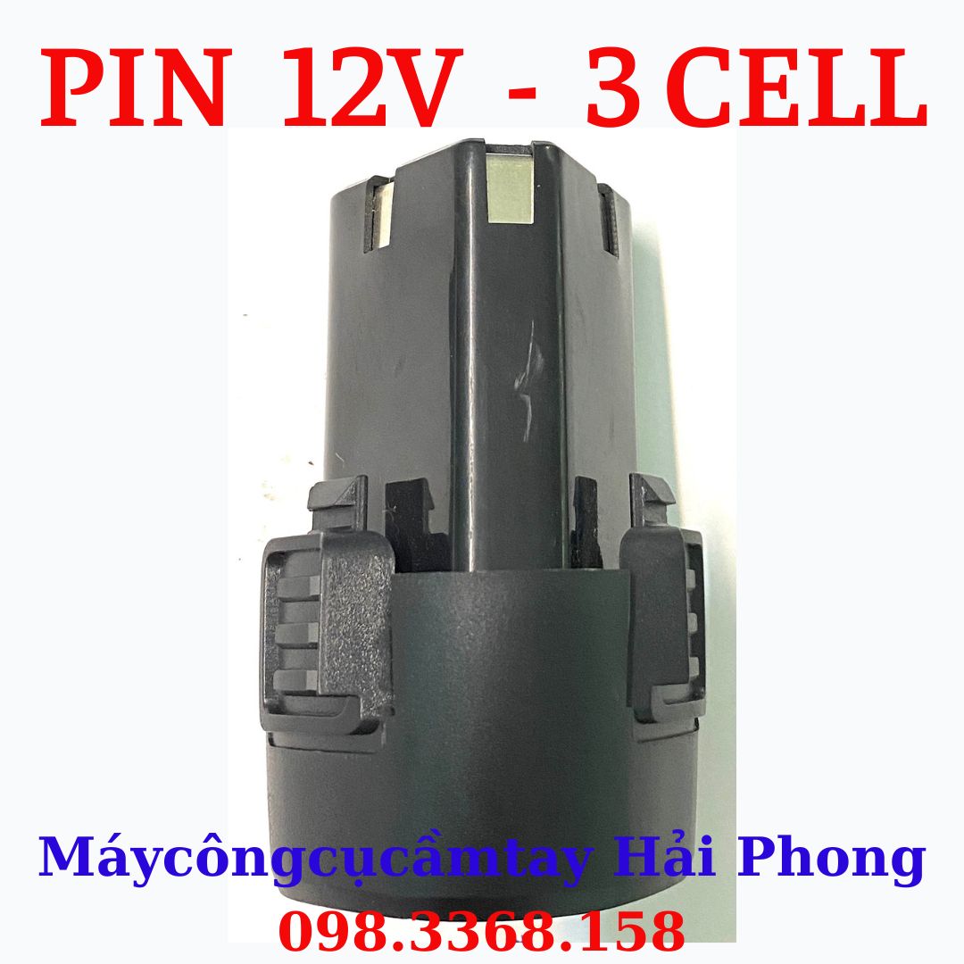 Pin Sạc 12V - 3 cell cho máy khoan, mài ,.( Cell pin 18650 Li-ion - 1500mA ..) . Chân pin TAM GIÁC
