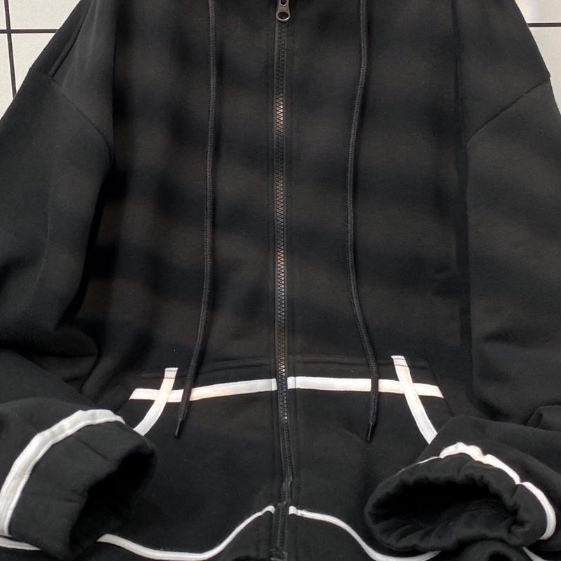 Áo Khoác Hoodie Zip Line Nổi Nỉ Lót Bông Dày Dặn Unisex