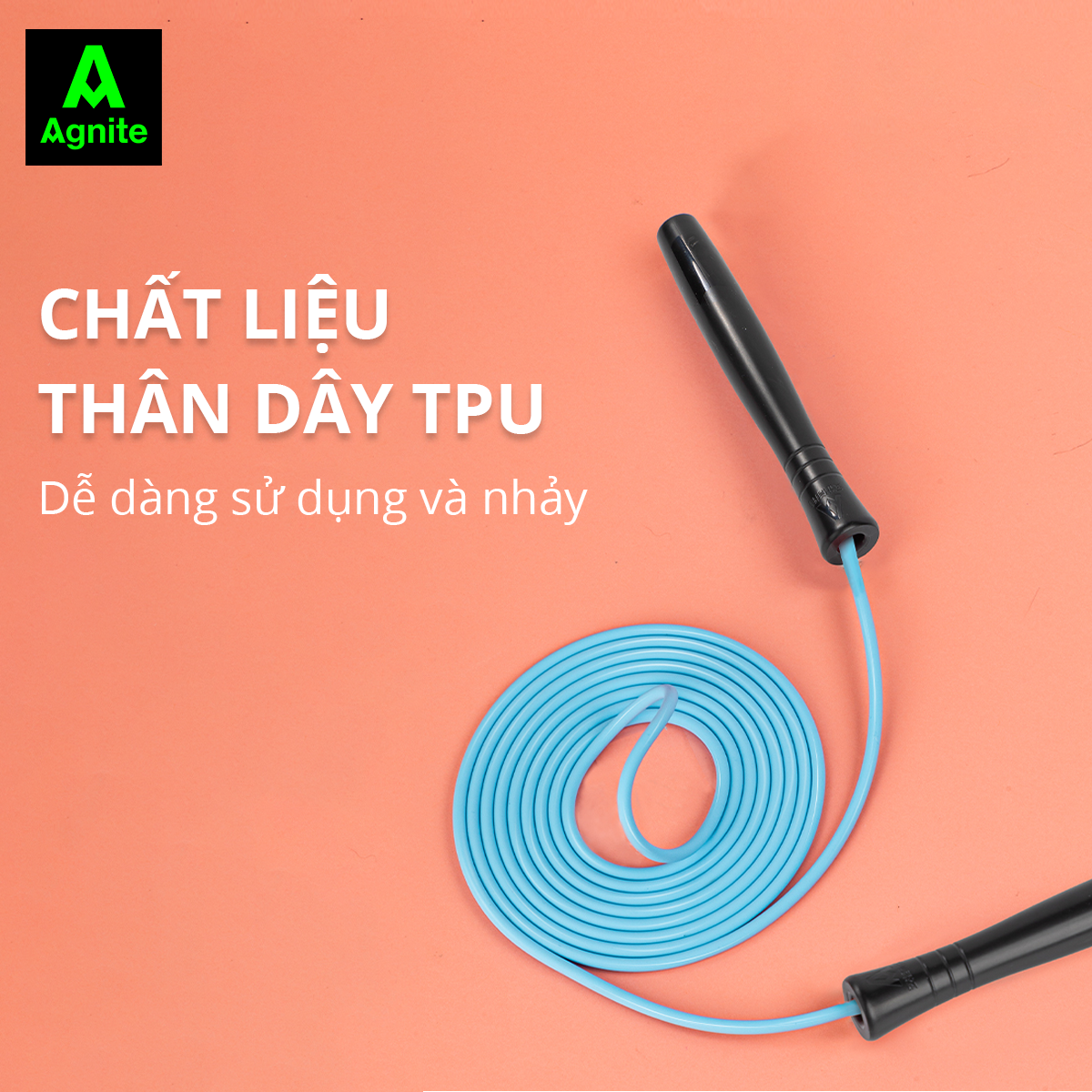 Dây nhảy thể dục nhiều màu Agnite chính hãng, siêu nhẹ, dễ tập luyện hỗ trợ tăng cường sức khỏe, vóc dáng FT114