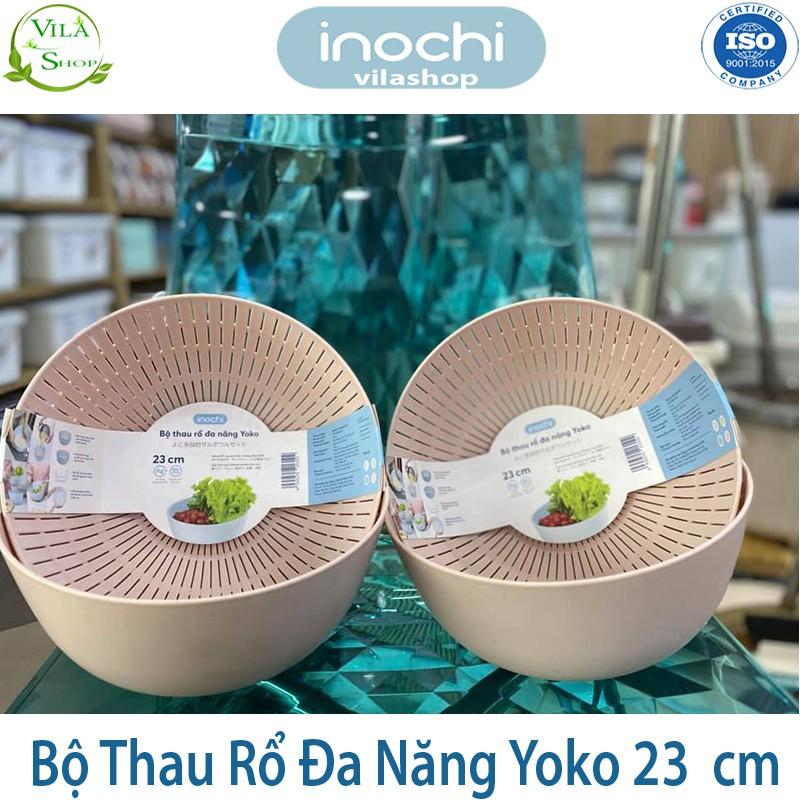 Thau Rổ Nhựa, Bộ Thau Rổ ĐA NĂNG Yoko 23cm, Chính Hãng Inochi, Nhựa PP Nguyên Sinh - Kháng Khẩu - Khử Mùi