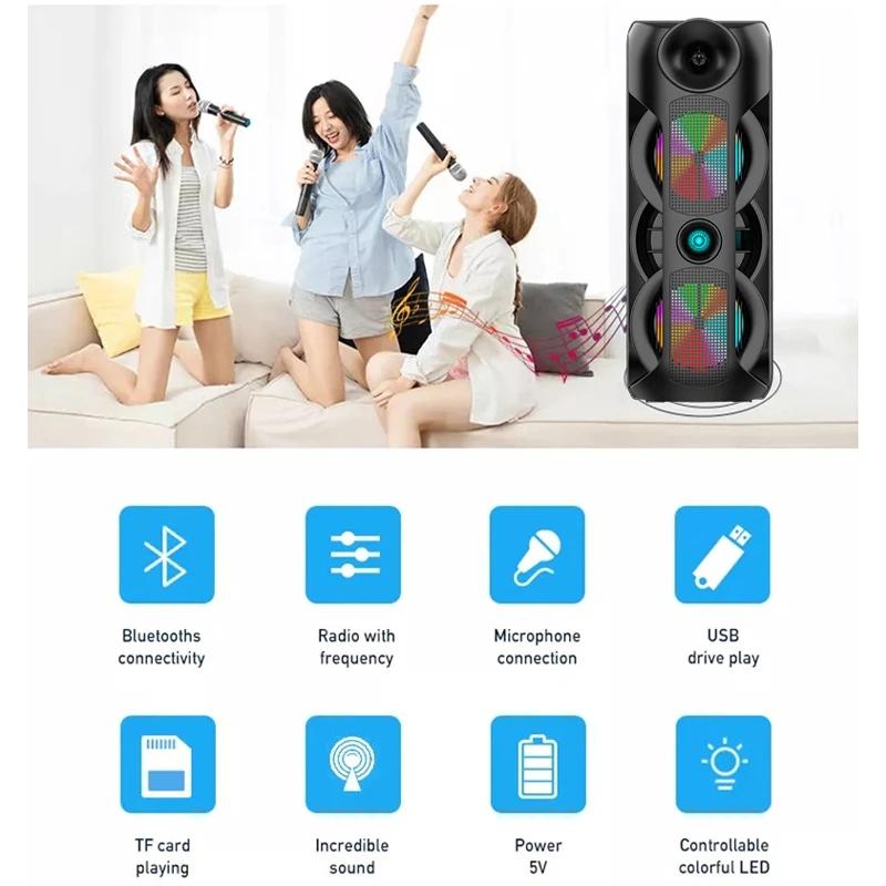 Loa Bluetooth công suất cao mới Home Dual 8 inch Squetooth Square Outdoor Audio âm thanh với micrô điều khiển từ xa micrô Color: ZQS4245