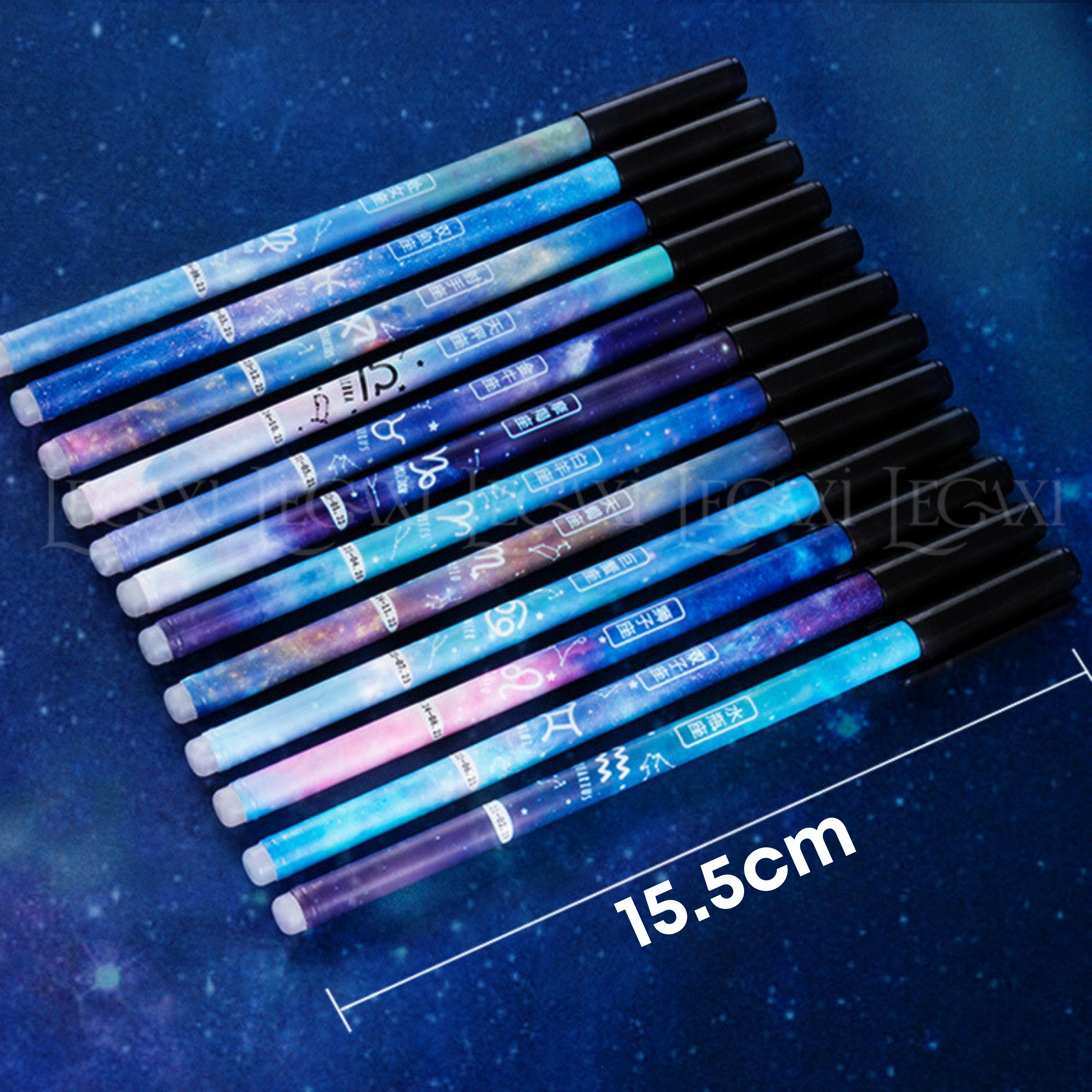 Viết bi xóa được, bút gel 12 cung hoàng đạo có gôm tẩy màu galaxy vũ trụ ngòi 0.35mm văn phòng trường học Legaxi