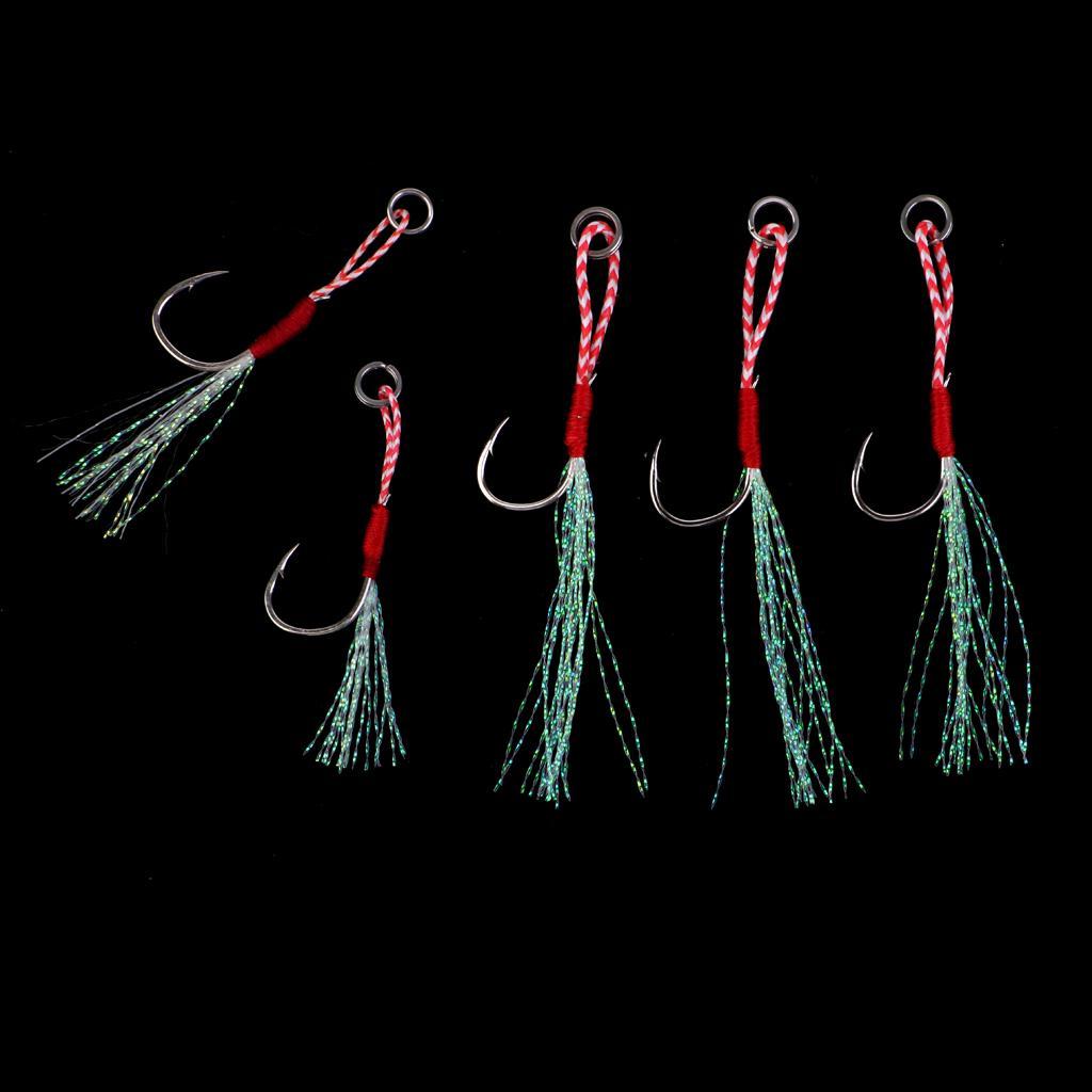 Pack of 5 Hi-carbon Assist Hook Fishing Jig Hook Live Baits Hooks Fishhook 13# 15# 17#