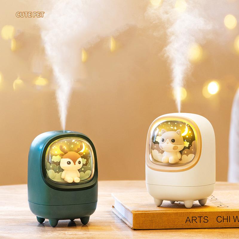 Máy Phun Sương Tạo Ẩm Không Khí USB Không Dây Siêu Âm Tinh Máy Khuếch Tán Tinh Dầu Hình Thú Dễ Thương Humidificador Với Bầu Không Khí Đèn Nhà