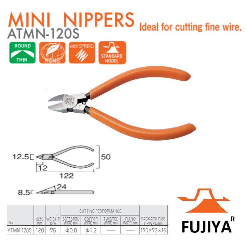 Kìm cắt dây MINI 120mm Fujiya ATMN-120S công nghệ Nhật Bản- Kiềm cắt dây thép dây đồng
