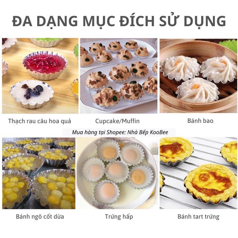 10 khuôn bánh tart trứng bằng nhôm có thể dùng làm khuôn bánh bò đổ đong sương