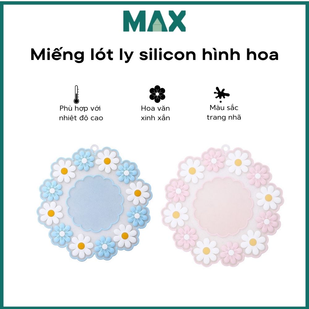 Miếng lót ly cốc chống thấm nước bằng silicon cute hoa anh đào nhiều kích thước