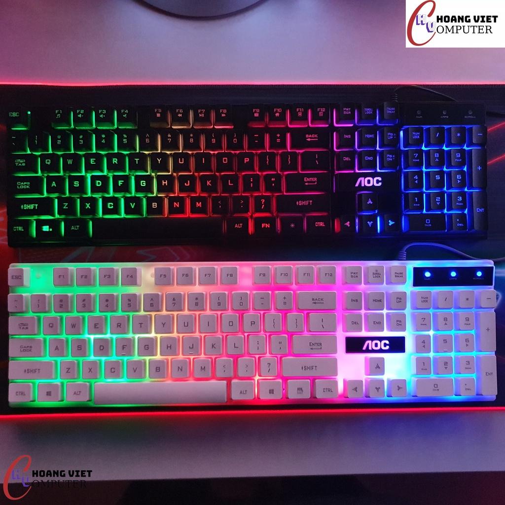 Bàn Phím Giả Cơ AOC KB121, Keyboard Bàn Phím Chuột Chuyên Game Đèn LED 7 Màu, Hàng Chính Hãng AOC