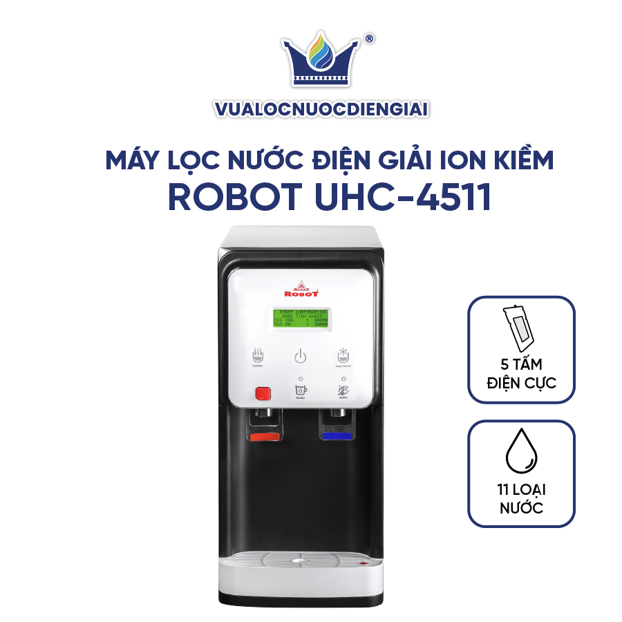 Máy Lọc Nước Điện Giải Ion Kiềm ROBOT UHC 4511 Mẫu Tủ Để Bàn Nóng Lạnh Nguội - Hàng Chính Hãng